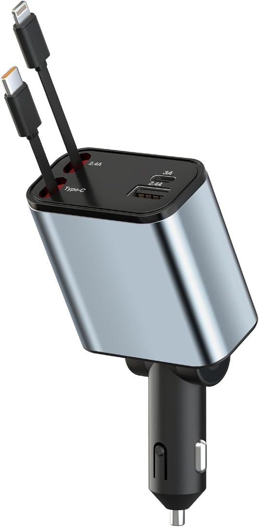 4 in 1 Retractable Car Charger Fast Charging