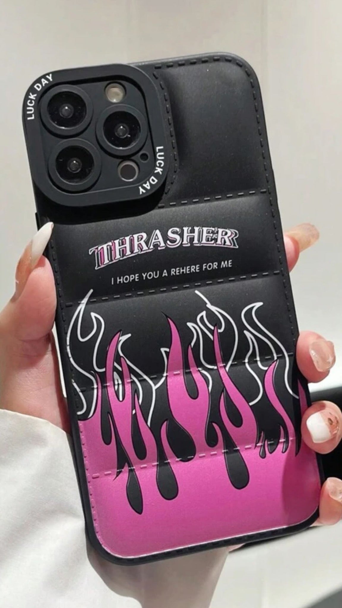 Pink Flames Thrasher phone case
