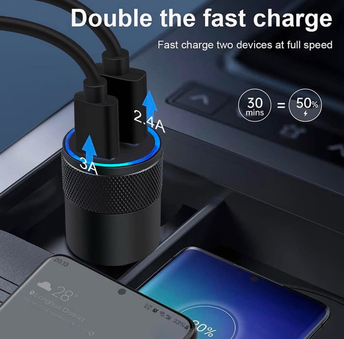 Anker Type C and USB 35W Car Charger