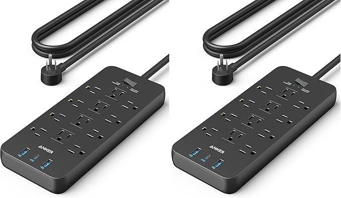 Anker Power Strip with 3 USB Ports, Surge Protector (2100J-10ft), 12 Outlets, 2 USB-A Ports and 1 USB-C Port