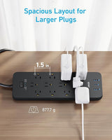 Anker Power Strip with 3 USB Ports, Surge Protector (2100J-10ft), 12 Outlets, 2 USB-A Ports and 1 USB-C Port