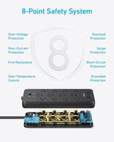 Anker Power Strip with 3 USB Ports, Surge Protector (2100J-10ft), 12 Outlets, 2 USB-A Ports and 1 USB-C Port
