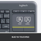 Logitech K400 Plus Wireless Keyboard with Touchpad and Easy Media Control