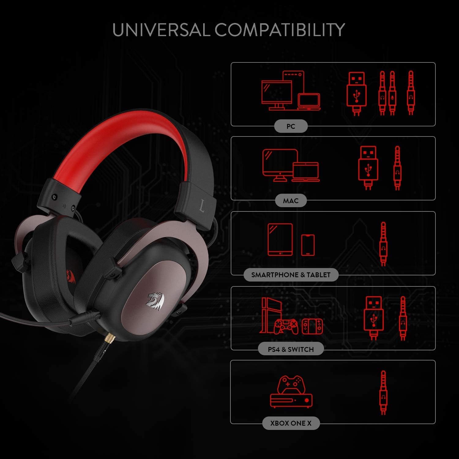 Redragon H510 Zeus Wired Gaming Headset Surround Sound