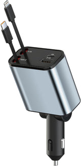 4 in 1 Retractable Car Charger Fast Charging