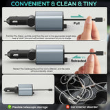 4 in 1 Retractable Car Charger Fast Charging
