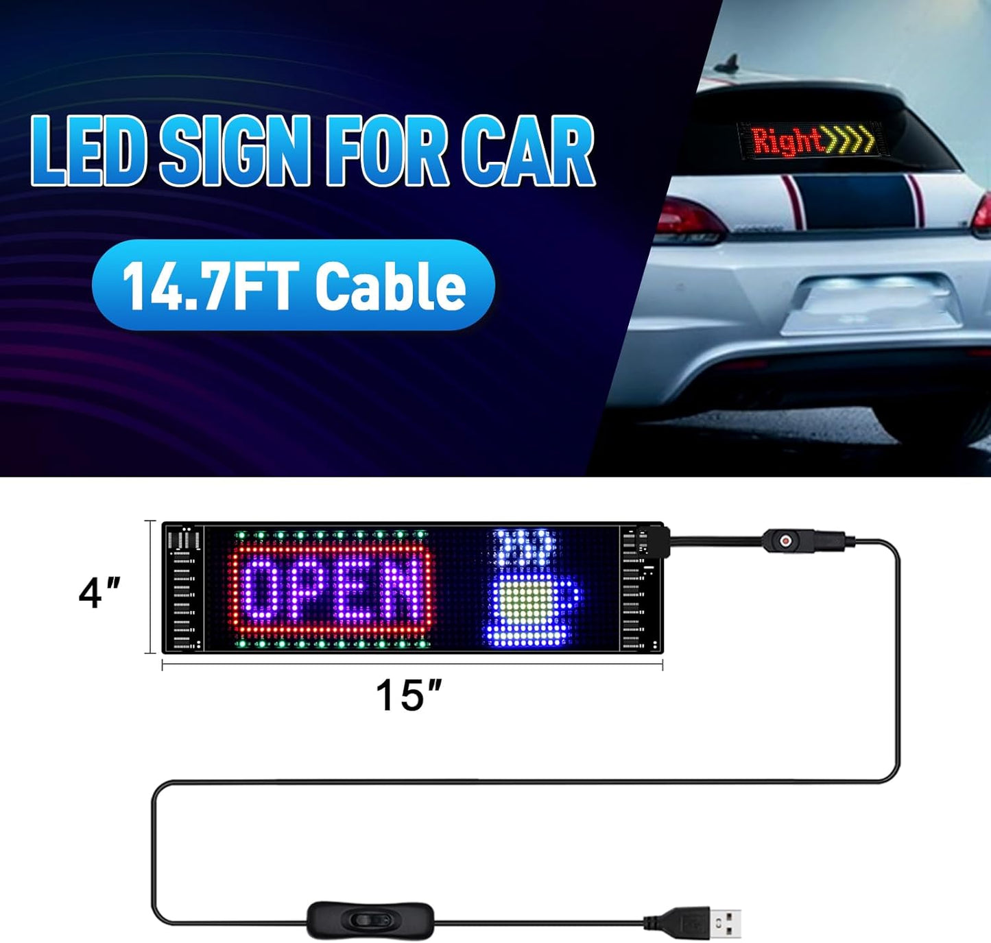 GOTUS Full Colour LED Signs,Programmable LED Sign,Bluetooth
