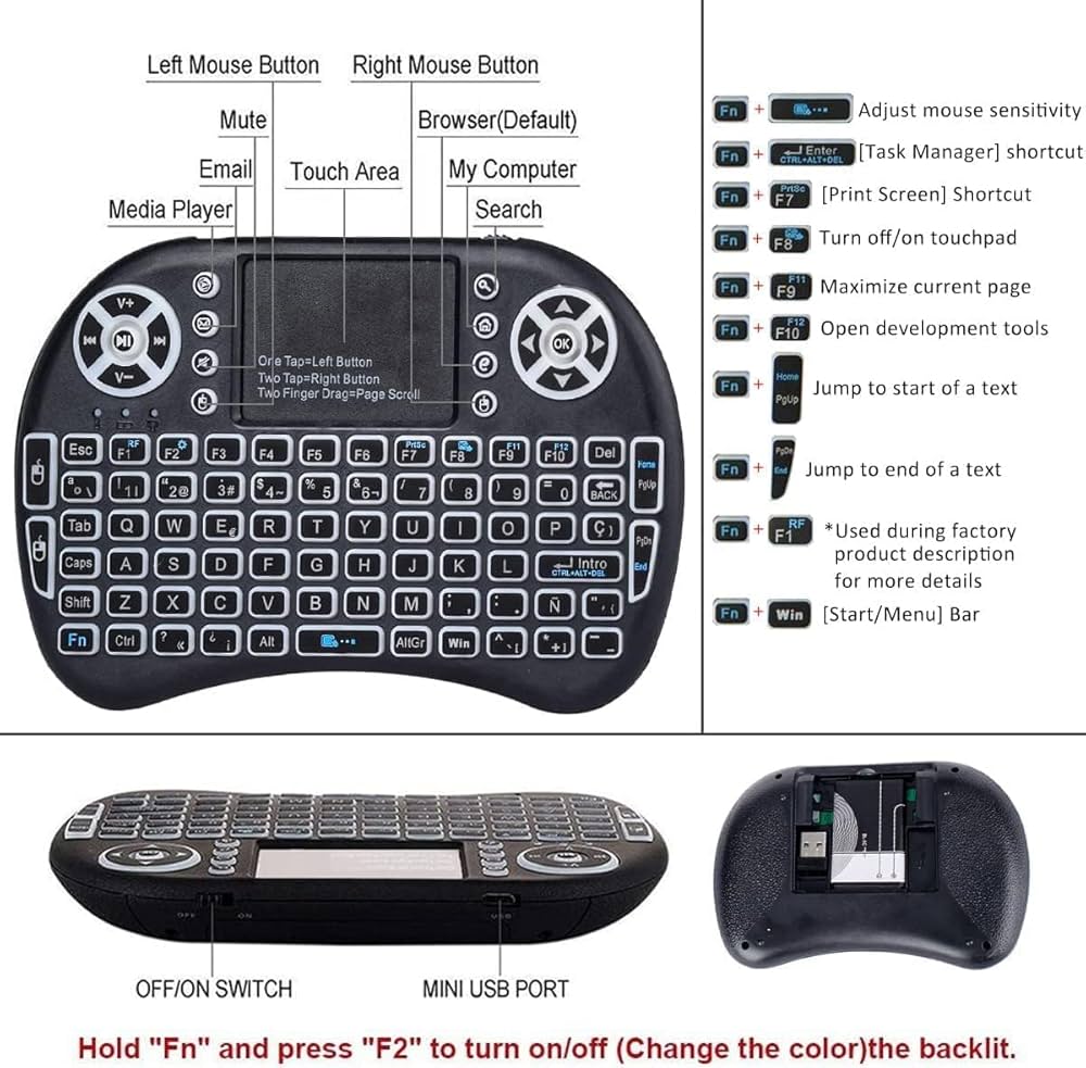 Wireless Mini Keyboard with Touchpad Mouse